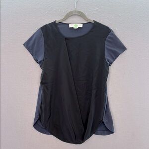 Stella McCartney women’s Black & Gray Short Sleeve T-Shirt Silk cotton Blouse 6
